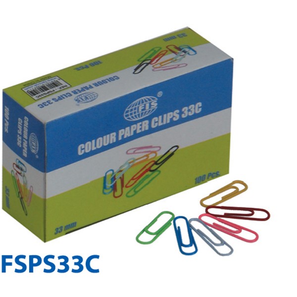 FIS Color Paper Clip FSPS33C - 33mm (Pkt/100pc)
